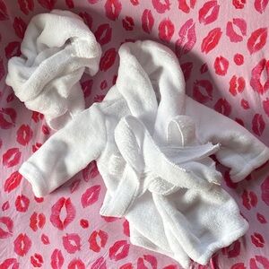 Plush White Baby Robe with Belt & Matching Hat
